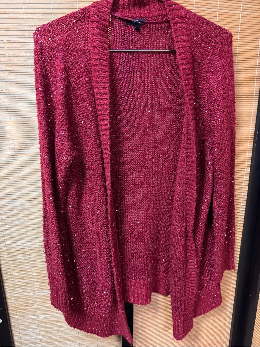 Apt. 9 Burgundy Sequin Open Front Cardigan Sweater Size XL